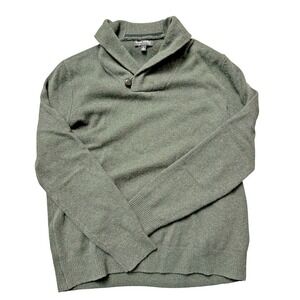 Banana Republic Men's Large Shawl Collar Italian 100% Merino Wool Green Sweater